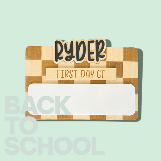 Back to School Sign - Checkered